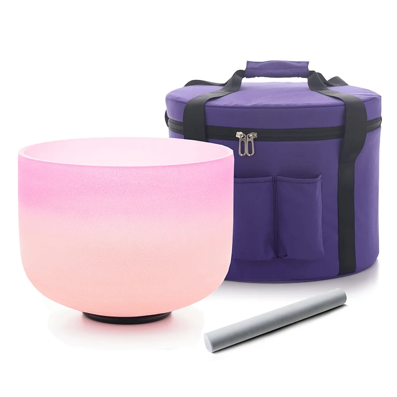 

Hye-eun 12-дюймовые двойные розовые миски для медитации с звуком 440/432 Гц CDEFGAB Note Набор поющих чаш с кварцевым кристаллом и фиолетовым чехлом для переноски