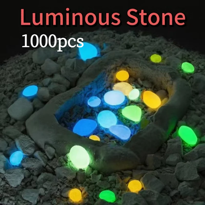 يتوهج في الحصى الداكنة، أحجار الراتنج المضيئة للمناظر الطبيعية، مسارات الحديقة، نباتات بوعاء، حجر مضيء مزخرف لحوض السمك