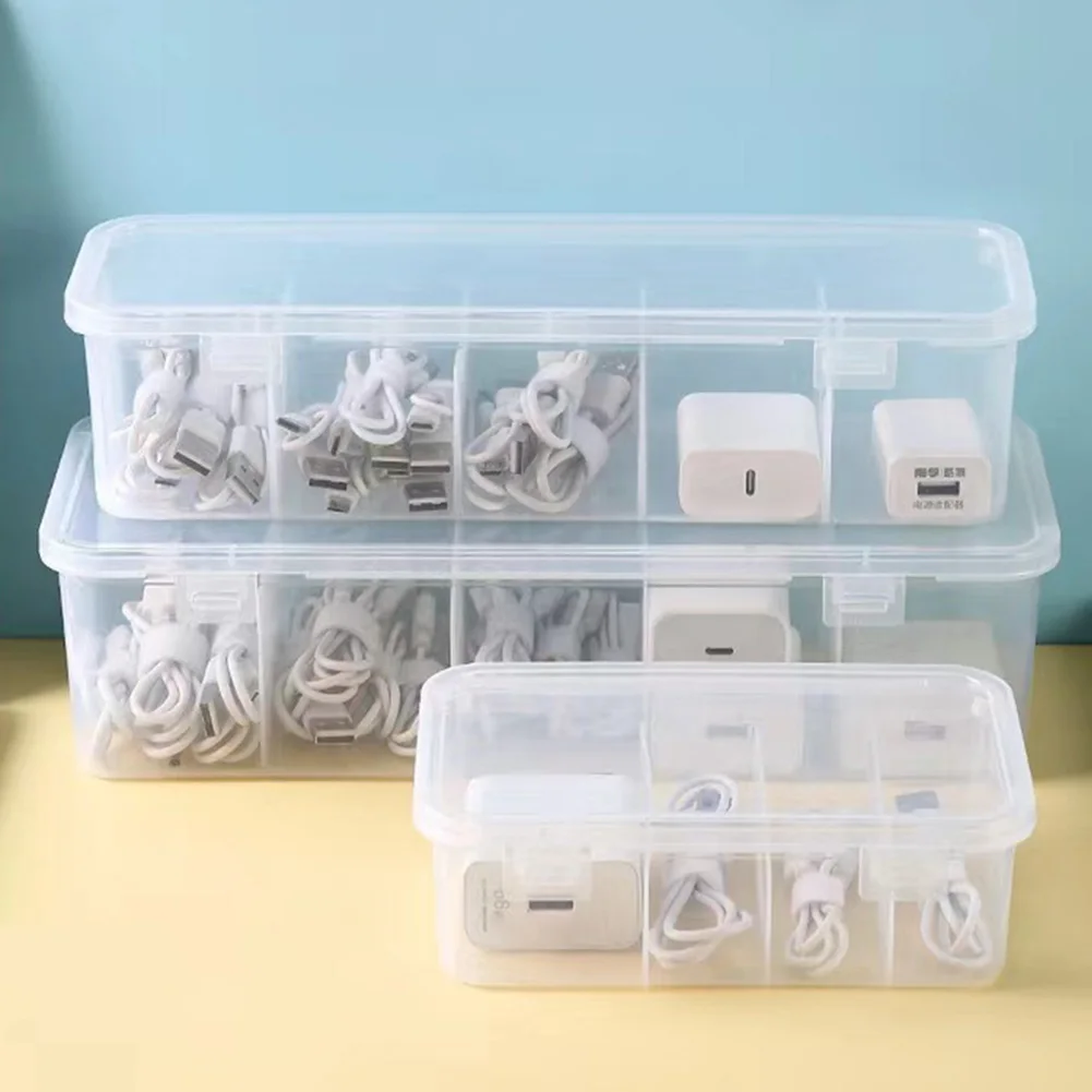 Transparent Data Cable Storage Box Set 3 Count for Managing Multiple Device Cables in Shared or Multi-User Workspaces