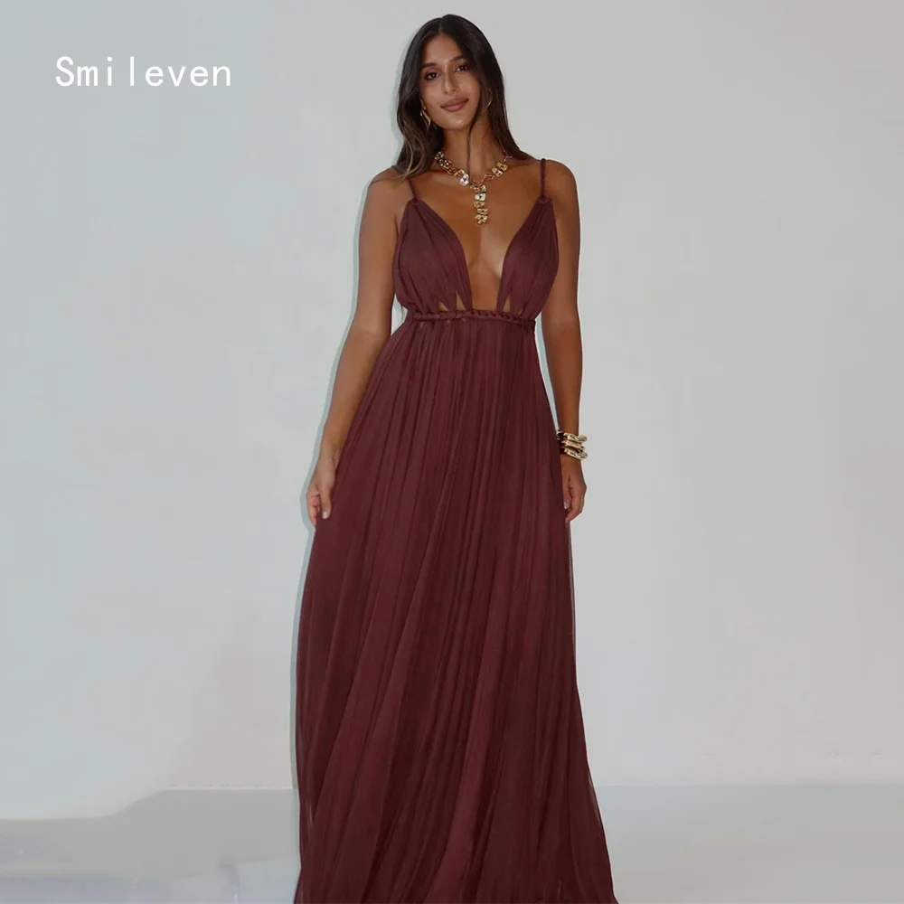 

Smileven Luxury Mermaid Prom Dress Illusion V Neck Spaghetti Strap Evening Gowns Sexy Flowing Occasion Dress Customized 2026