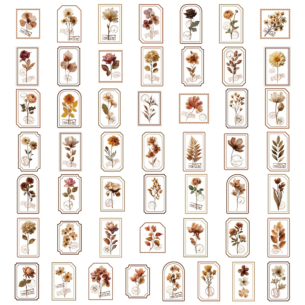 10/30/50 szt. Przezroczyste naklejki w stylu vintage z motywem kwiatowym, wodoodporne, do samodzielnego ozdabiania walizki, lodówki, etui na telefon, kreatywne naklejki z kreskówkami