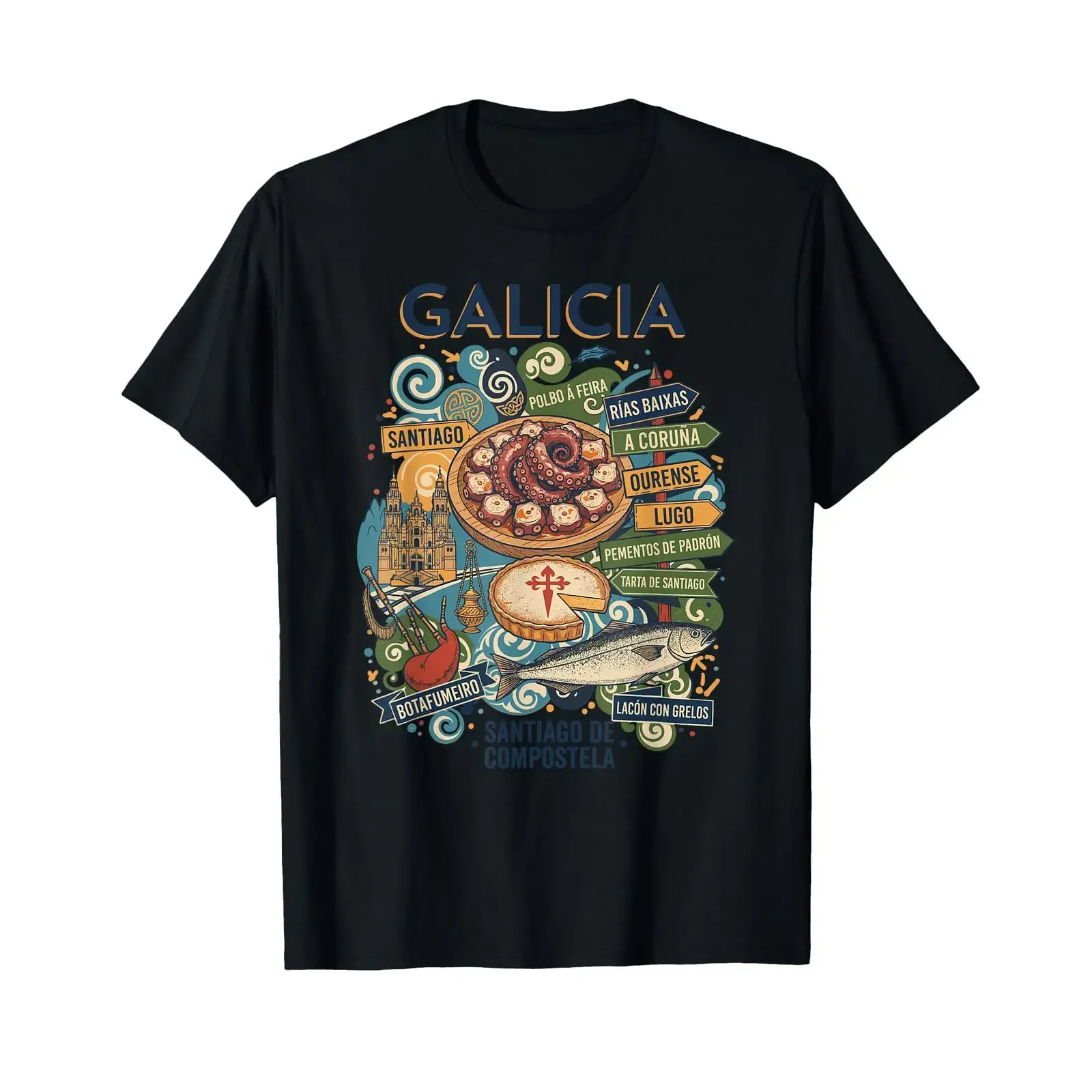 Santiago de Compostela Galicia Spain Cathedral Botafumeiro T Shirt vintage Washed Stretched Breathable streetwear Soft graphic