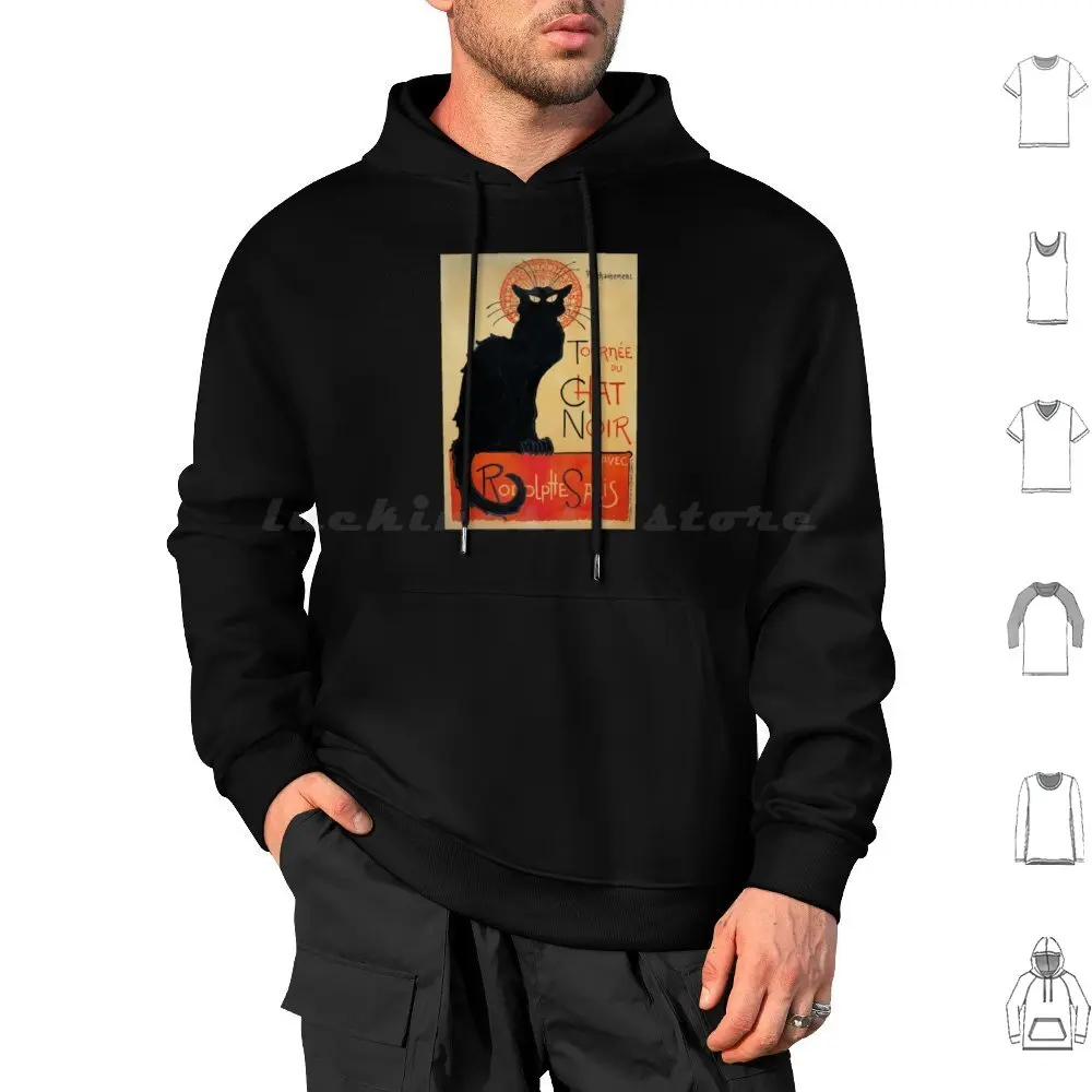 Le Chat Hoodies Long Sleeve Le Chat Cat Vintage Black Cat French Art Nouveau Le Chat Parody Cats Paris Chat Iconic