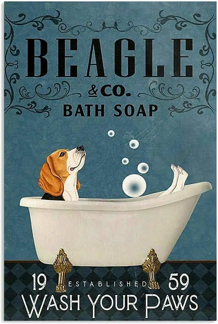 Bath Soap Company Beagle Poster Awesome Wall Decor Artwork Gift for Dog Lover Wall Art Decoration Metal Plaque Poster Metal