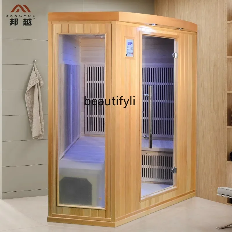 Solid wood hemlock sweat room No water light wave energy sauna room Family multi-person sweat room