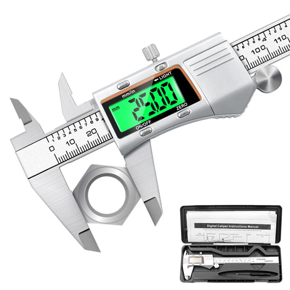 paquimetro vernier digital com tela de retroiluminacao ferramenta de medicao metal em aco inoxidavel eletronico display digital 0150 mm 01