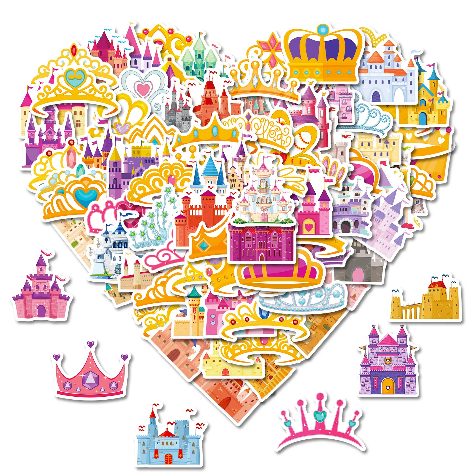

10/30/50/100PCS Crown Castle Palace Sticker Cartoon Graffiti Decoration Laptop Refrigerator Scrapbook Waterproof Decal Kids Toy
