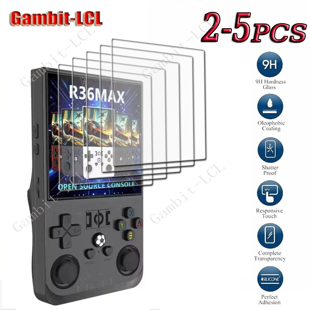 

2-5PCS 9H HD Tempered Glass For R36 Max Handheld Game Console 4inch ON R36Max Screen Protector Cover Film