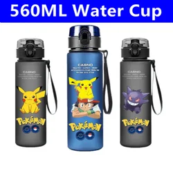 560ML Pokemon kubek na wodę Anime przenośne dziecięce słodkie Pikachu plastikowe kreskówki Outdoor Sports duża pojemność butelki na wodę prezenty