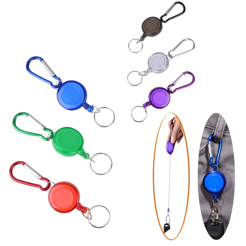 1Pc Retractable Pull Keychain Badge Reel ID Card Lanyard Name Tag Holder Reels Recoil Belt Key Ring Chain Clips Fishing Buckle