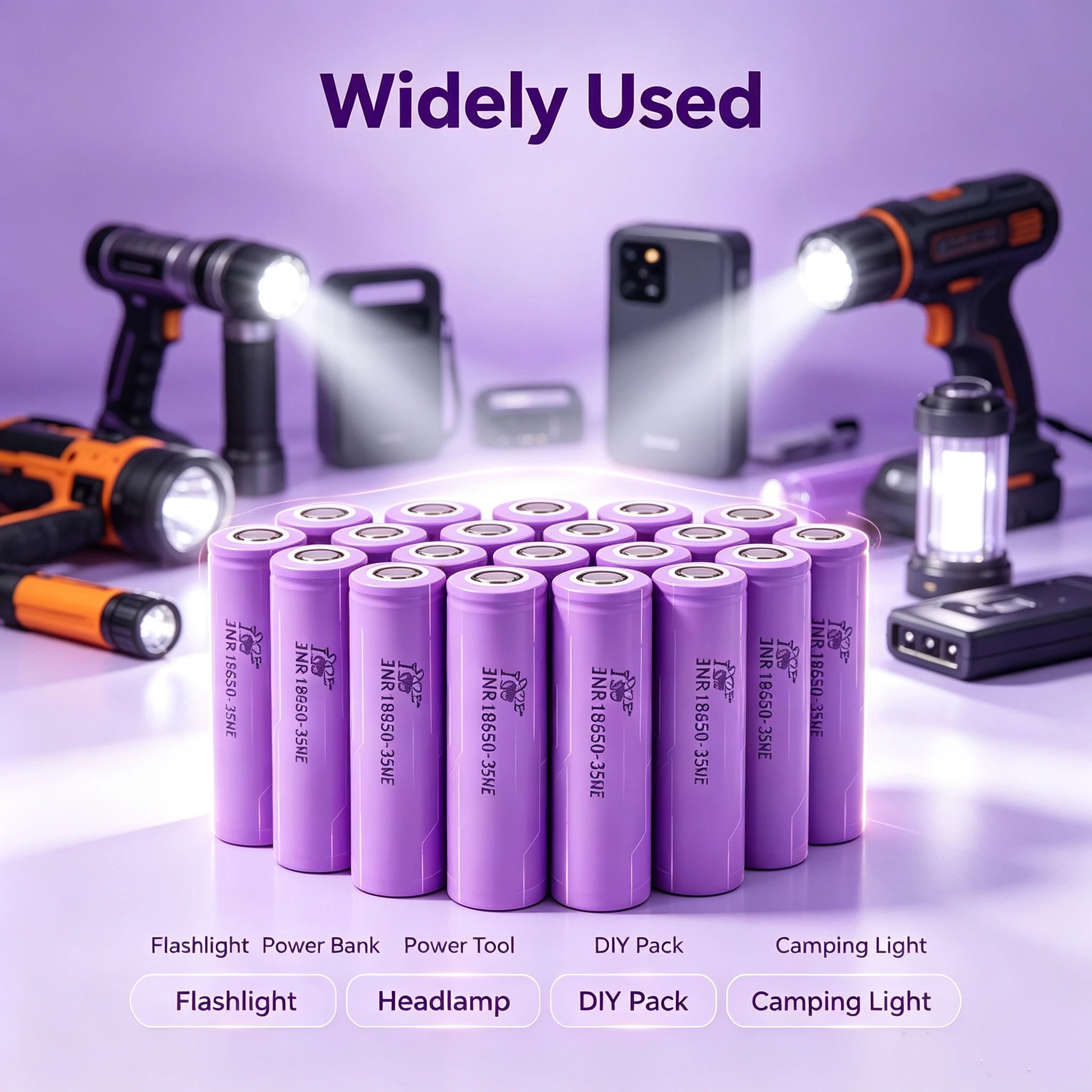 Wholesale 18650 Lithium Ion Battery Cell 3.7V 3500mAh Flat Top Rechargeable Cylindrical Li‑ion Cell For Power Bank Flashlight
