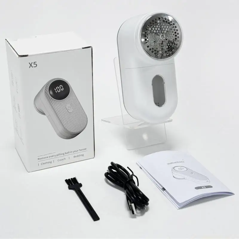 D0AB Powerful Rechargeable Lint Shaver with LED Display For Clothes Sofa And Carpet Large Shaving Electric Lint Shaver