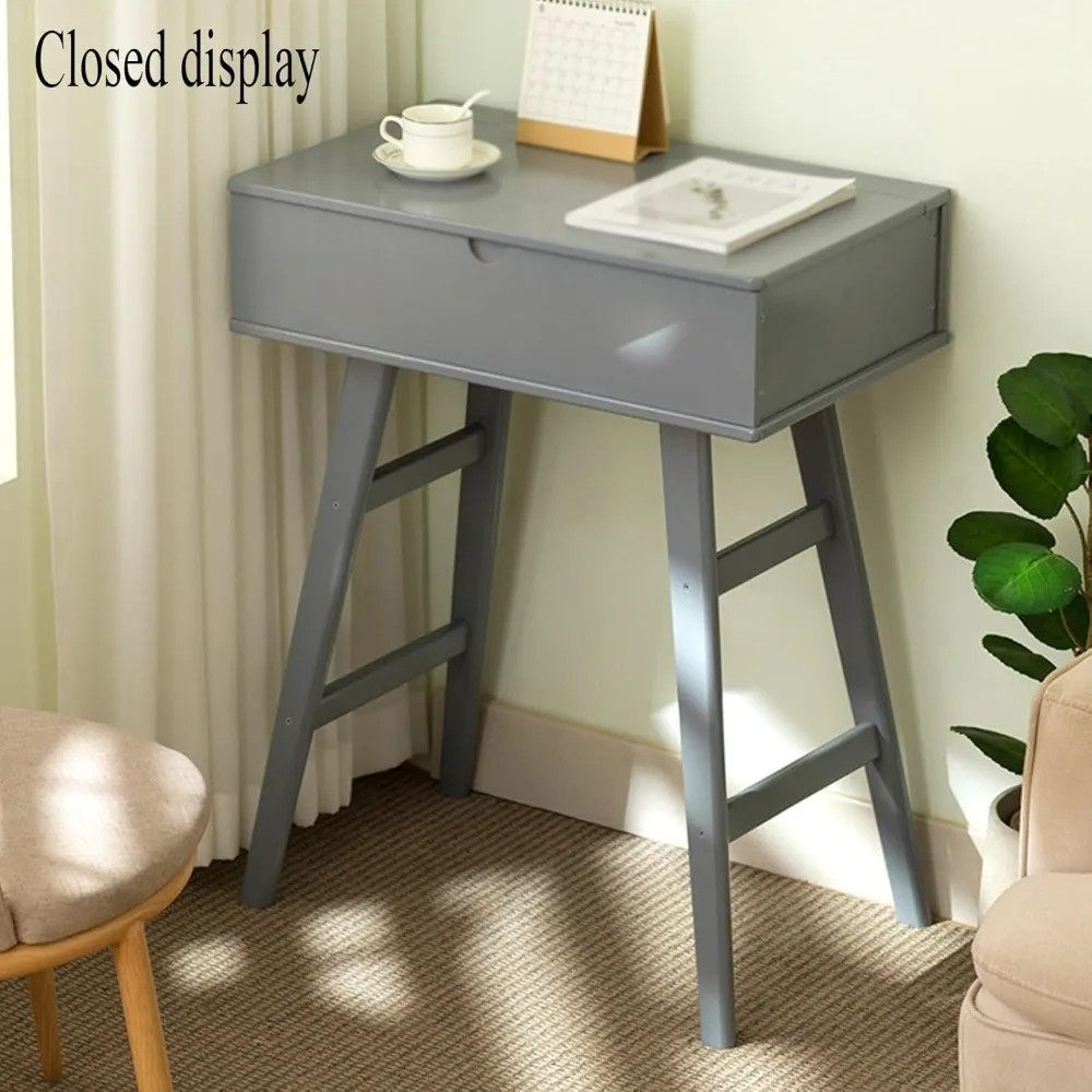 طاولة زينة للفتيات مع مرآة، وطاولة زينة صغيرة مع مساحة تخزين، وجملة من مساحة التخزين #6