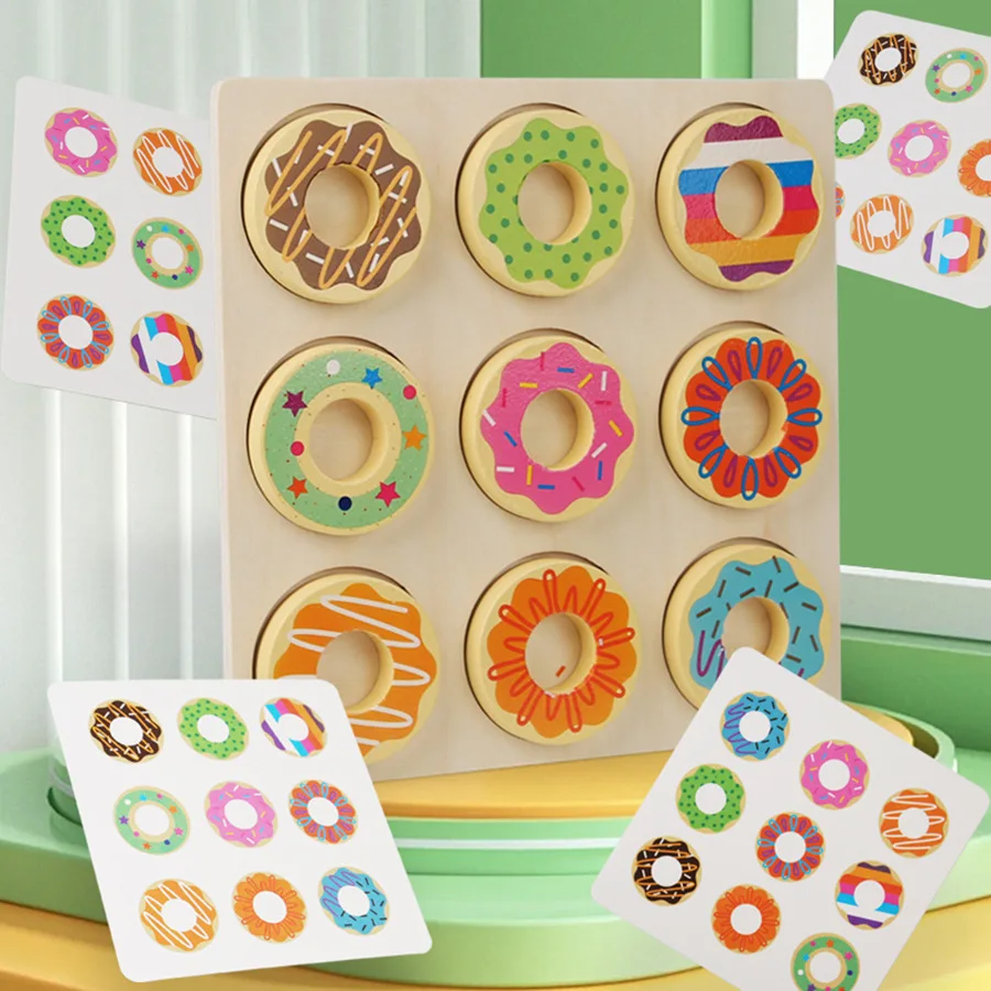 Wooden Children's Fun Donut Matching Color Cognition Pairing Early Education Puzzle Logical Thinking Training Educational Toys