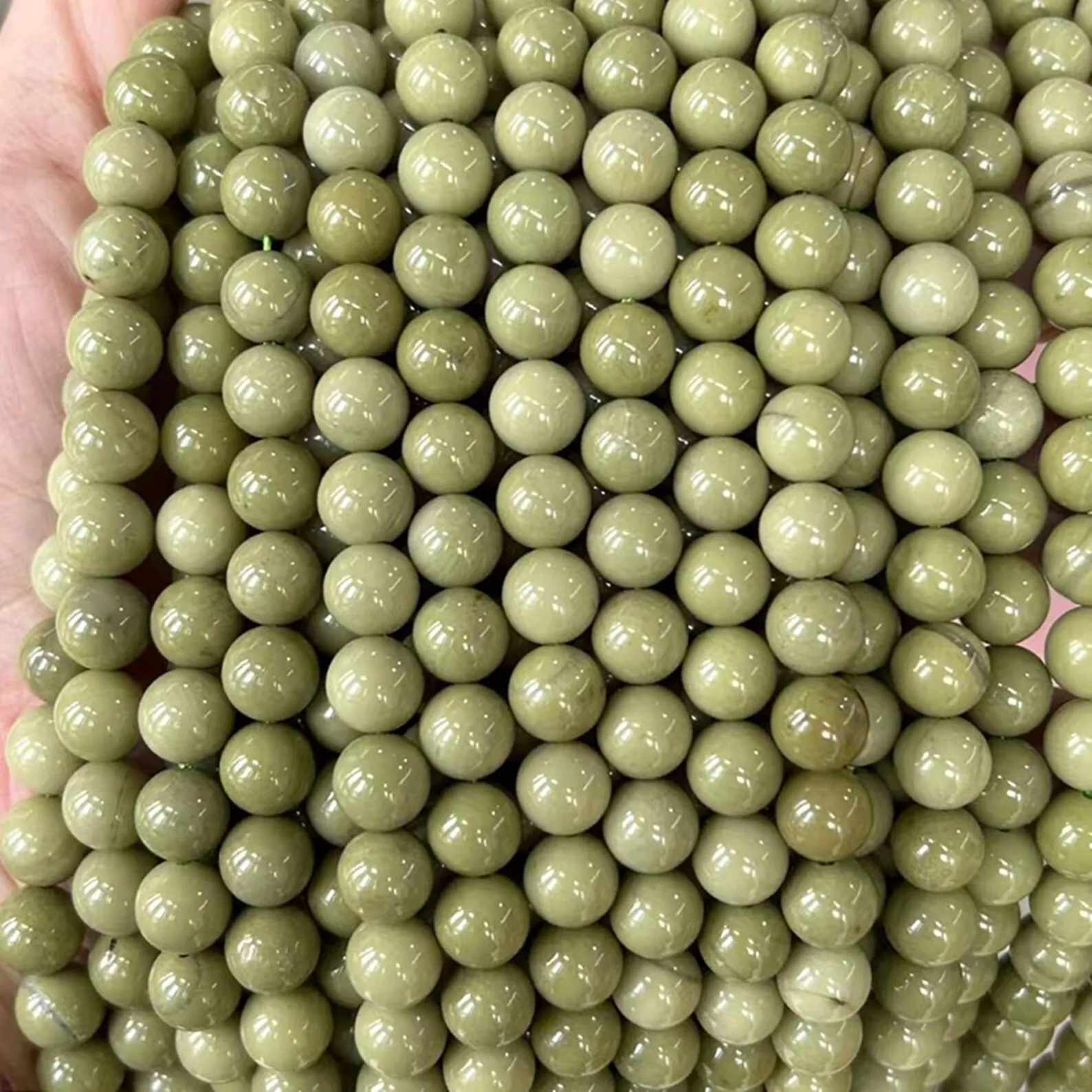 Naturstein Avocado Alxa Jaspis Perle Rund Lose Poliert Grüner Edelstein für DIY Armband Halskette Schmuckherstellung Zubehör – Detail 6