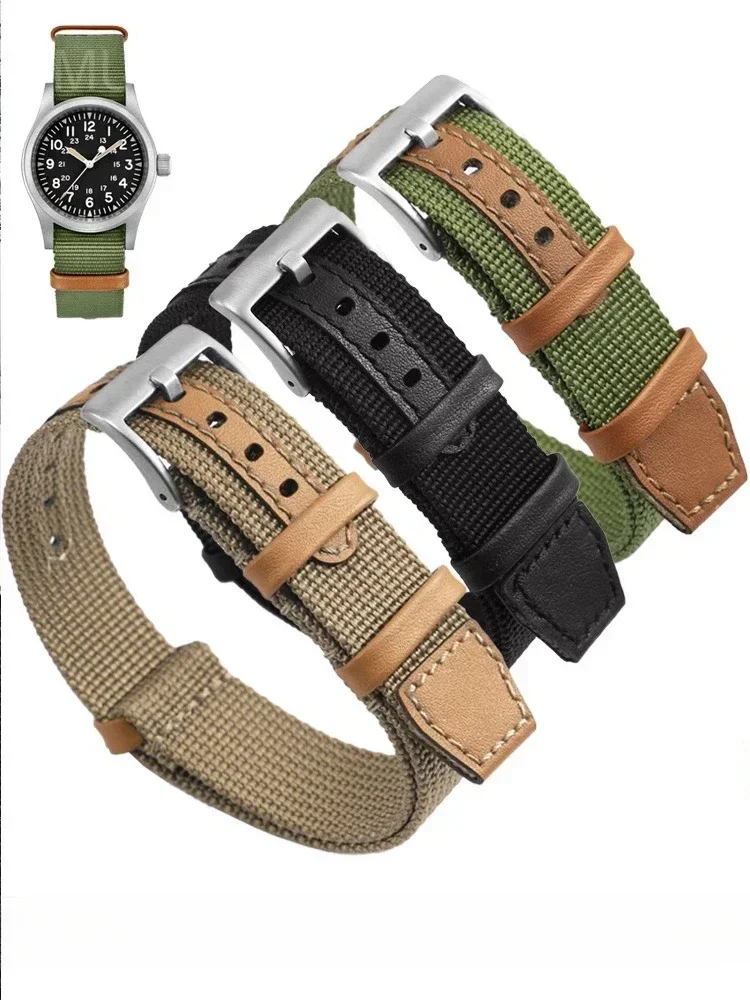 Exquisite High Density Knitting Nylon Watchbands for Hamilton Field Vintage Men Sweatproof Waterproof Watch Accessories 20 22mm