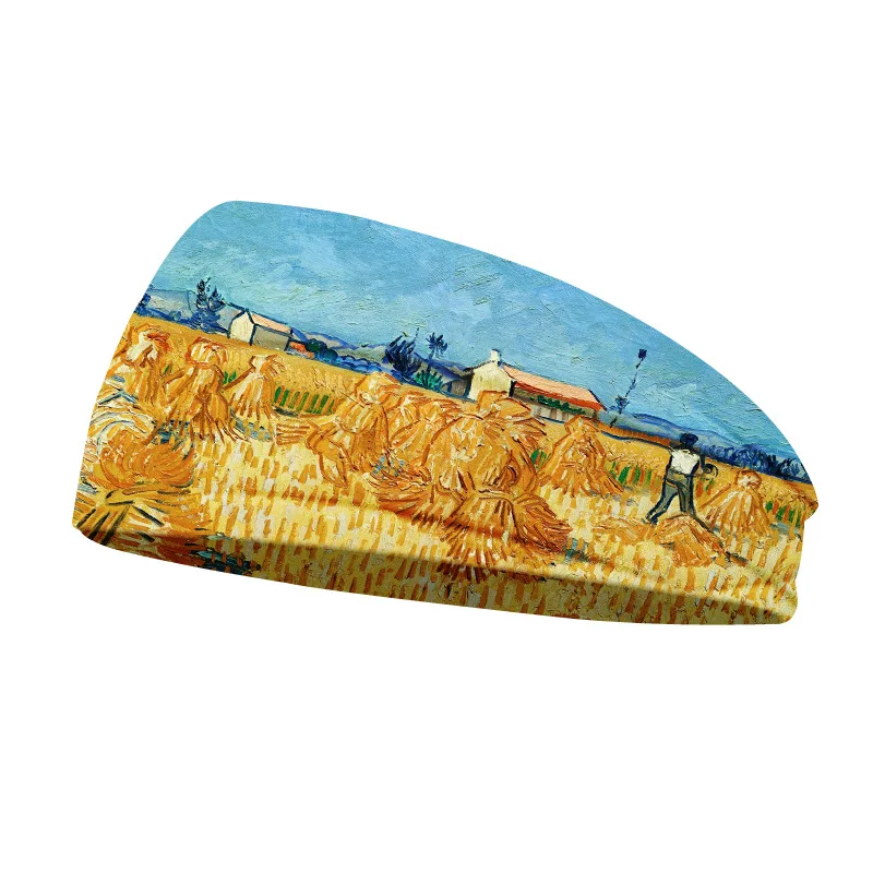 Van Gogh oil painting Women Hair Bands Headband Sports Run Bandage Elastic Girl Wide Headband Headwrap Headpiece Hairband Ladies