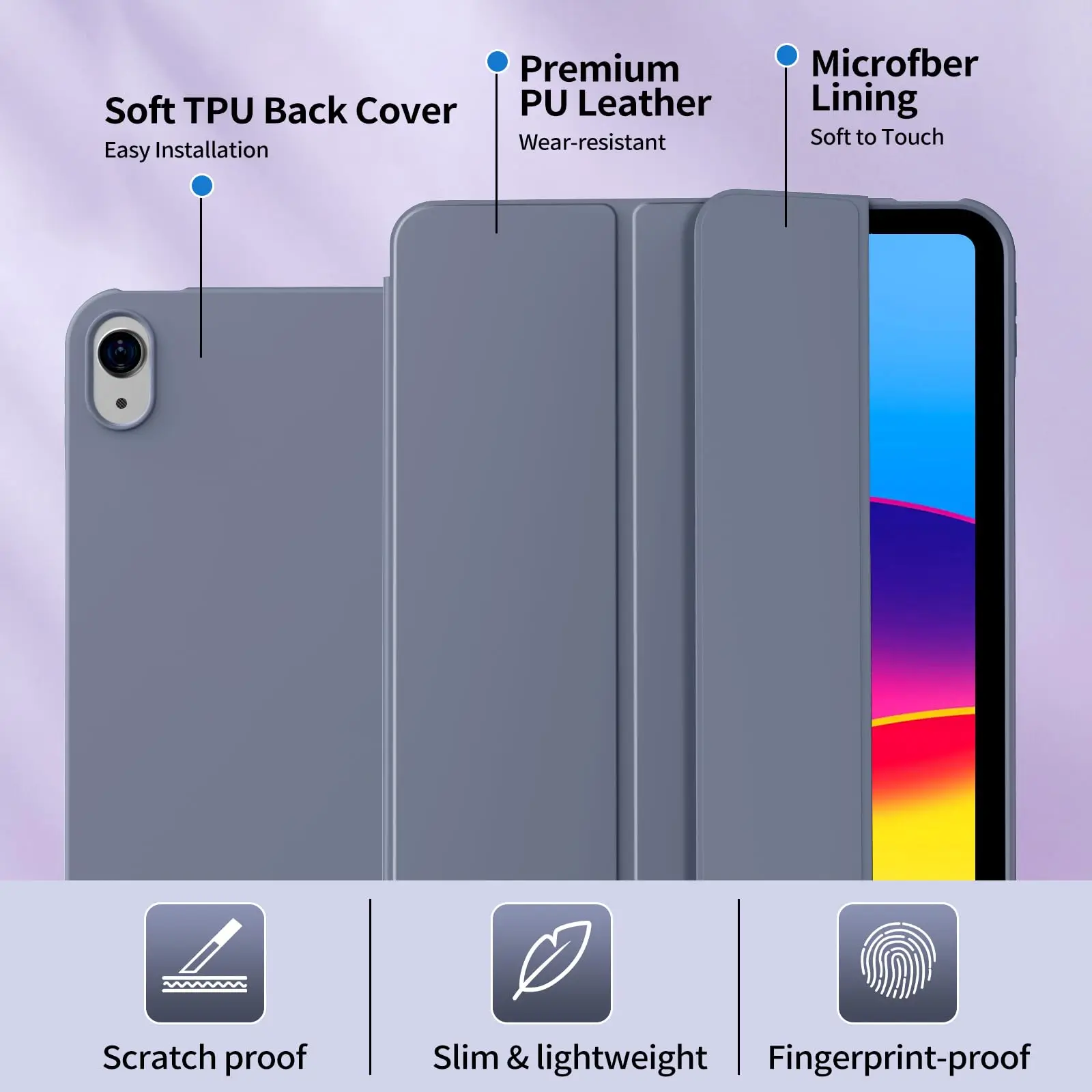 For iPad 10th 11th Generaton Leather Stand Flip Smart Cover, For iPad 10 11 10.9'' 2022 2025 Soft Silicone Case