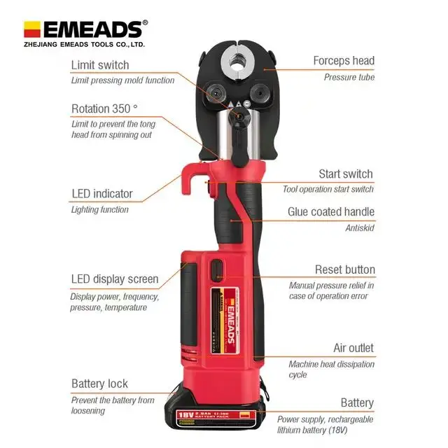GES-1525 Pressure Tube Battery Water Heating Tool Machine Electric Hydraulic Copper Tool