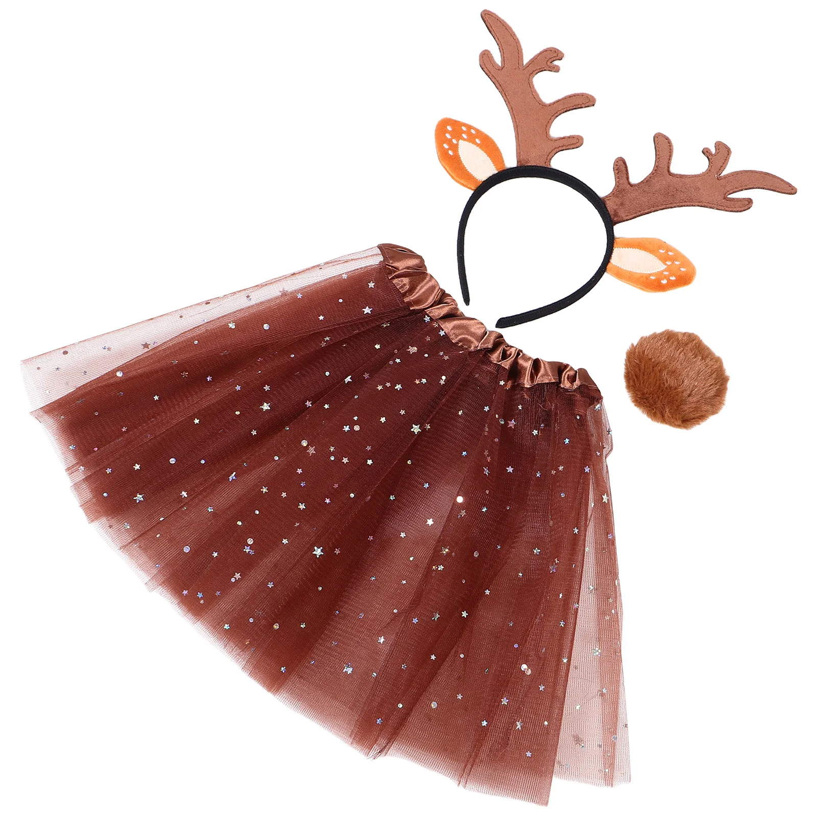 1Set Nette Deer Geweih Stirnband Kleid Schwanz Set Perfekte Party Cosplay Halloween Tier Kostüm Kit Tier Ohren Stirnband