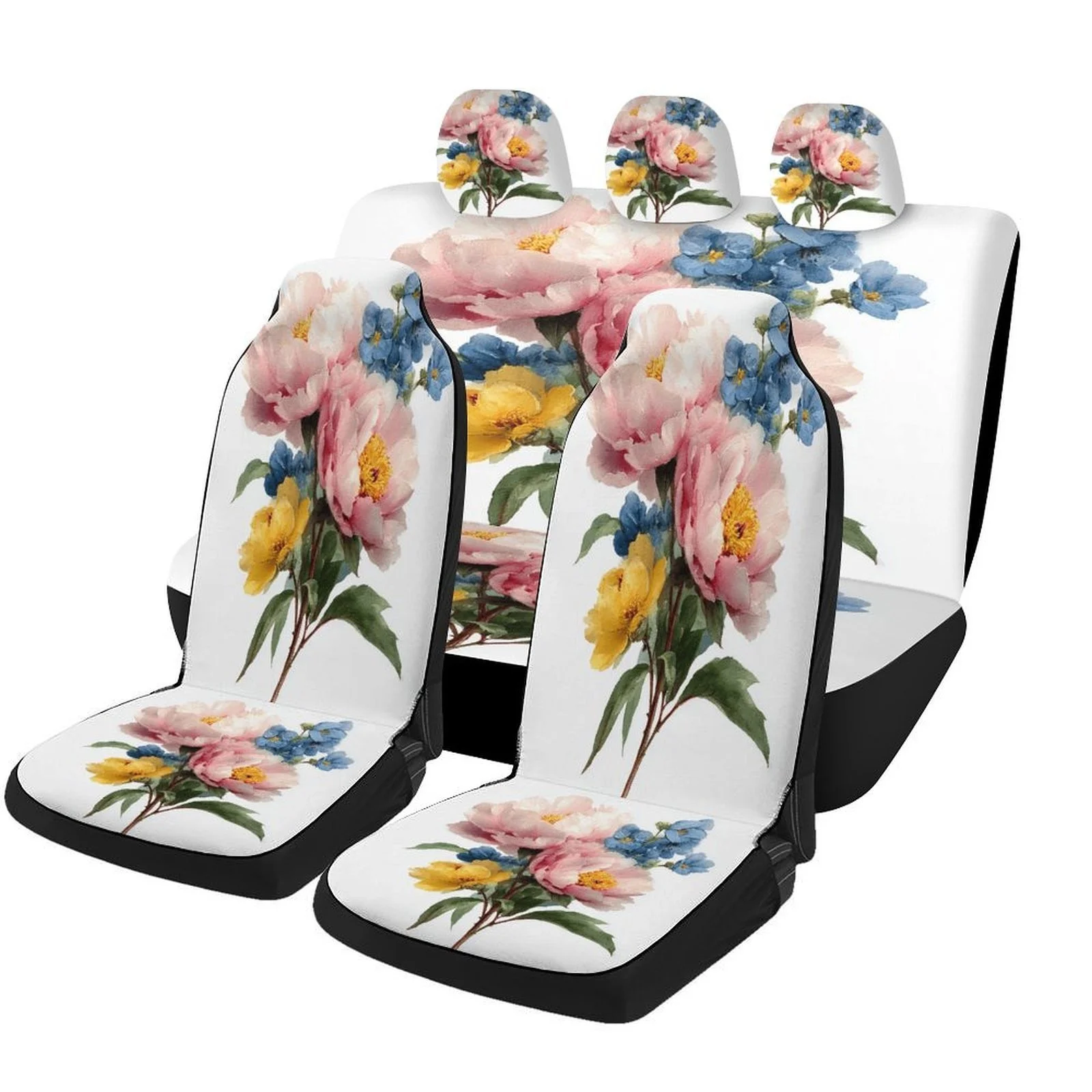 

Floral Bouquet Car Seat Cover Set - Vibrant Floral Design, Durable Polyester, Fit For Most Cars, All-Season Use, Machine Washabl