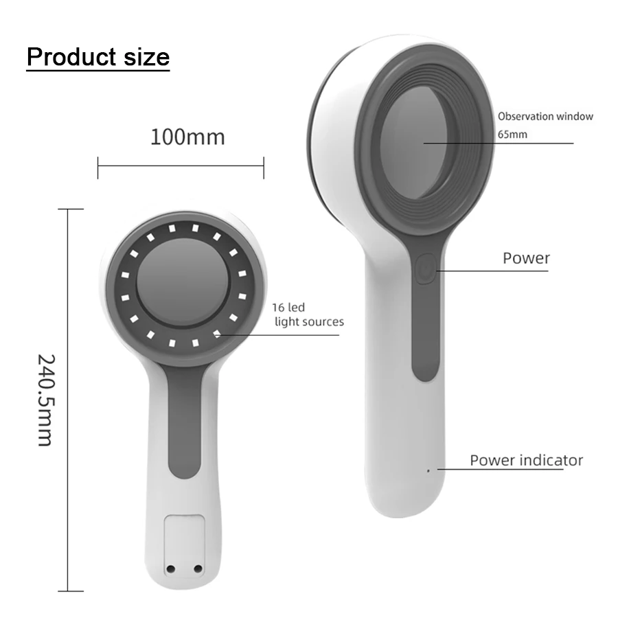 Skin Analyzer With Woods Lamp Portable Vitiligo Detector Analysis Machine Led Rechargeable Lights For Home Use Equipment