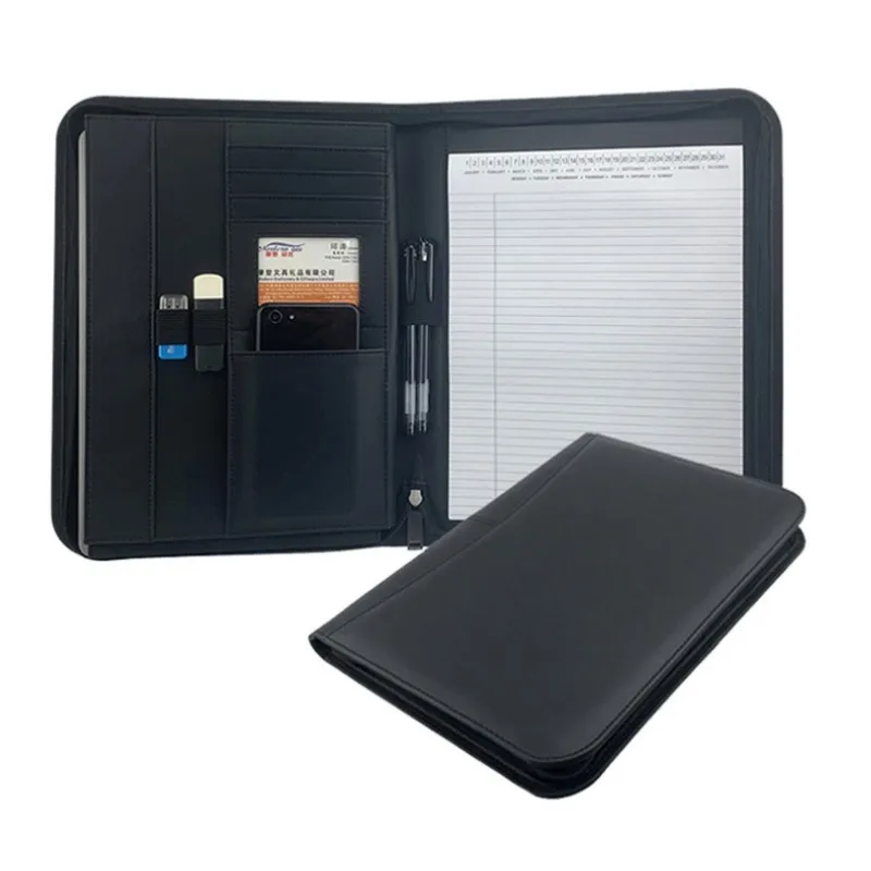 Multifunctional 510 A4 Conference Folder Business Stationery Folder Leather Contract File Folders Travel Document Folder