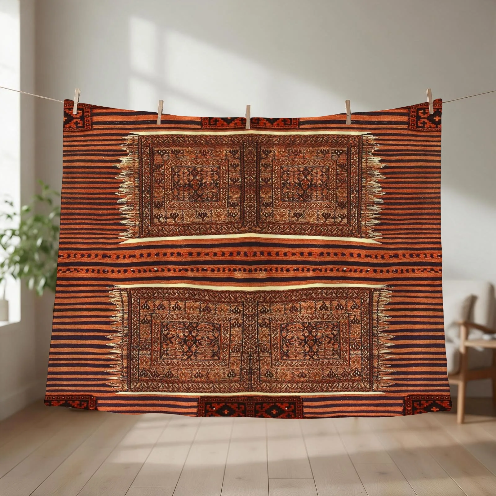Vintage Moroccan Artwork Throw Blanket couch cozy soft plush fuzzy picnic outdoor blanket