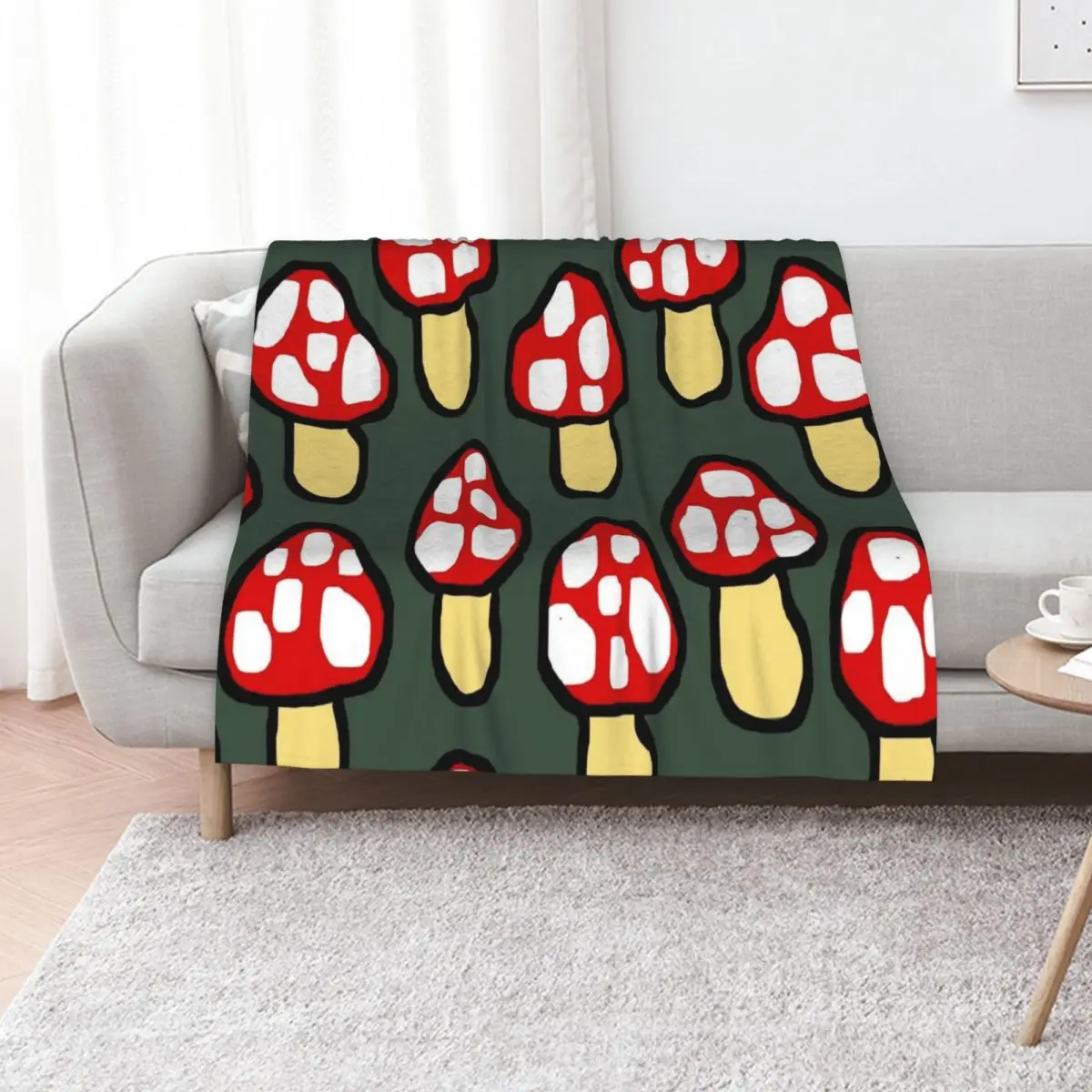

Cute Abstract Forest Mushroom Pattern Throw Blanket funny gift Sofa Throw Flannel Blankets For Bed Blankets