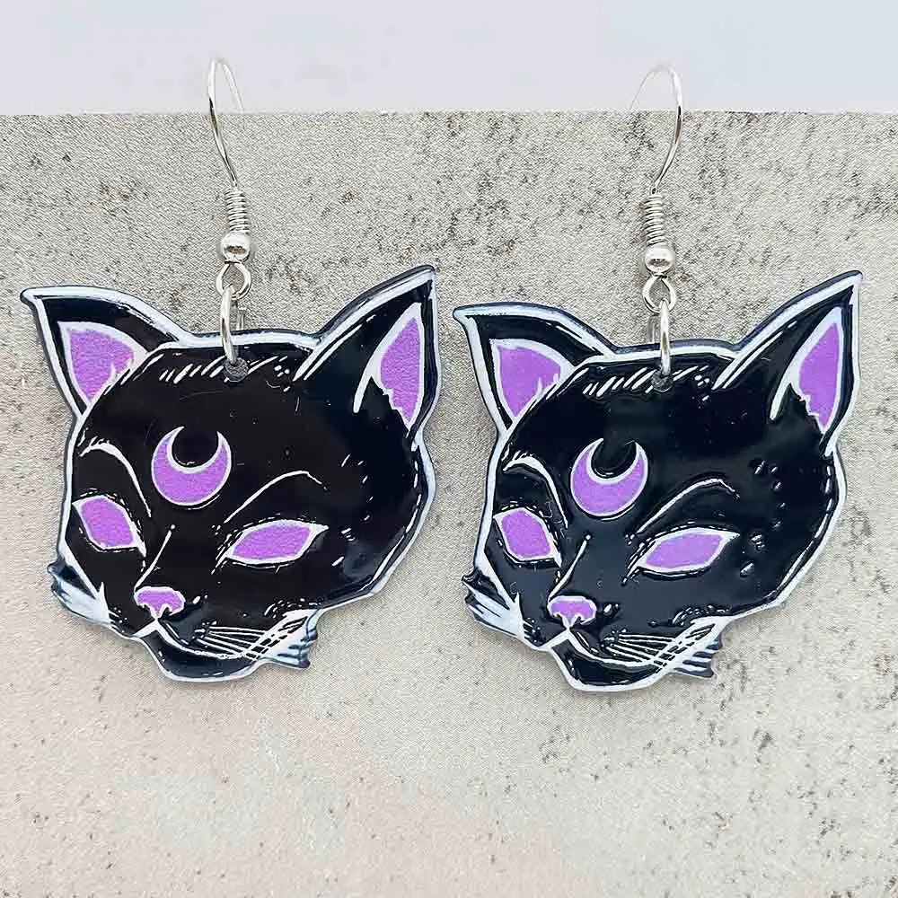 Halloween Funny Earrings Dark Wind Bat Skull Cat Personality Exaggerated Acrylic Trendy Earring for Women Gifts Festival Jewelry