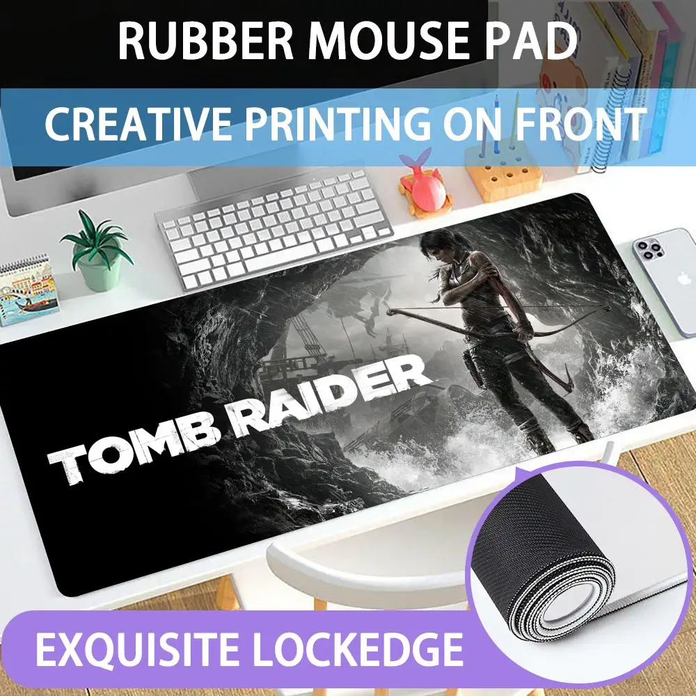 Mouse Pad Large rubber mouse pad with lock edge computer gamer HD Tomb game Raider printing desk pad keyboard pad