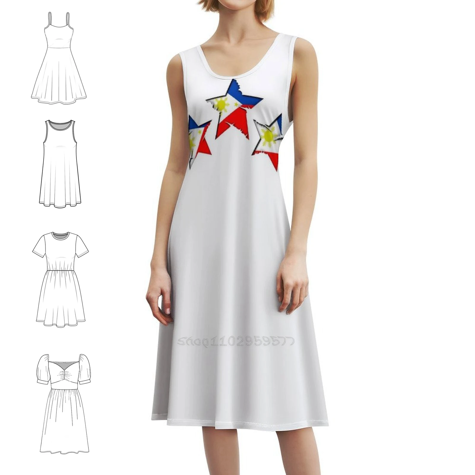 فستان حفلات نسائي من الفلبين والفلبين مع نجوم ملابس خروج عصرية مطبوعة ملابس النادي للإناث Wdi Wdi Creative Stars