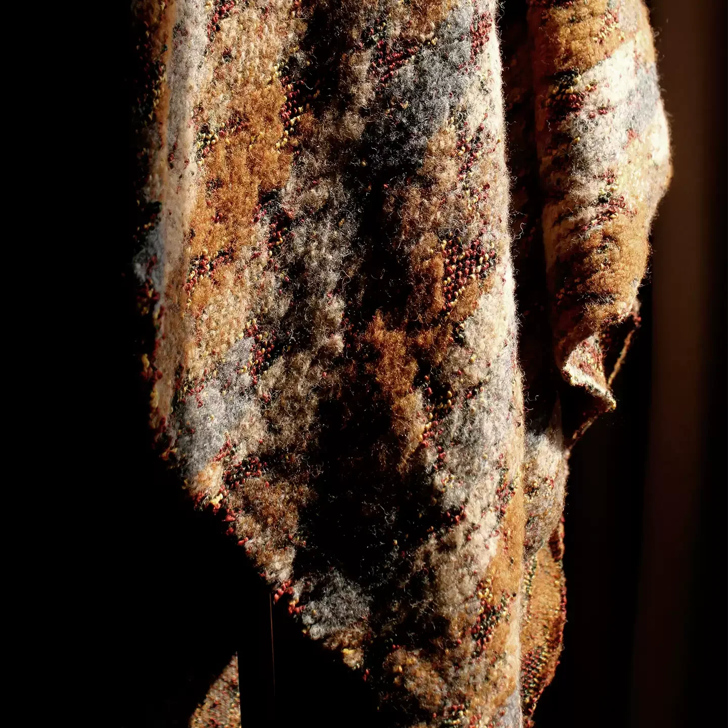 

Ткань для зимней одежды: 1 ярд, тканый материал с текстурным покрытием, дизайнерская ткань для пэчворка, твид, коричневая, вязаная, из смесовой шерсти