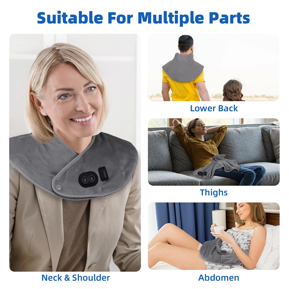 Electric Neck And Back Shoulder Massage Shawl Shoulder Vibration Massager Heating Scarf Keep Warming Shoulder Back Warmer Pad