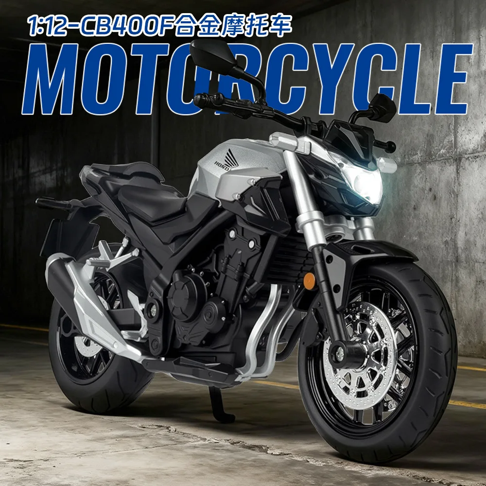 

Simulation 1:12 CBF400 Motorbike Toy Models Alloy Diecast Shock Absorption Front Wheel Steering Motorcycle Decoration for Kids