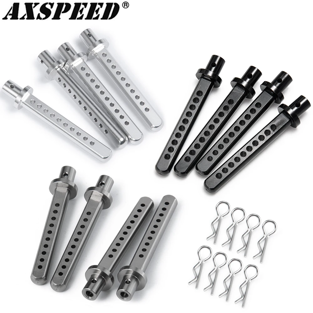 AXSPEED Aluminum RC Car Shell Column Mount Body Post Holder with R Clips for 1/10 RC Crawler Car Axial SCX10 4WD Upgrade Parts