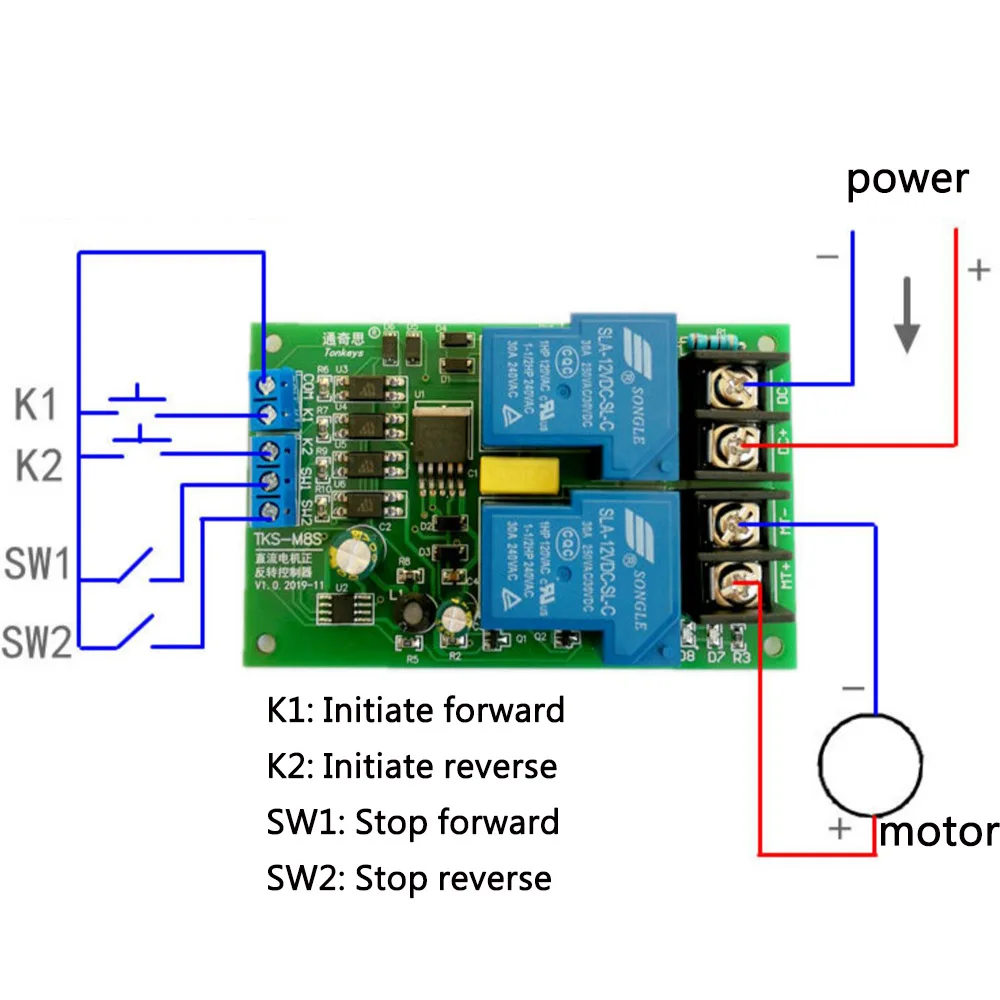 

30A/40A DC12V/24V Motor Forward/Reverse Control Board Low Level Trigger High Current Limit Switch P0 Motor Driver Module