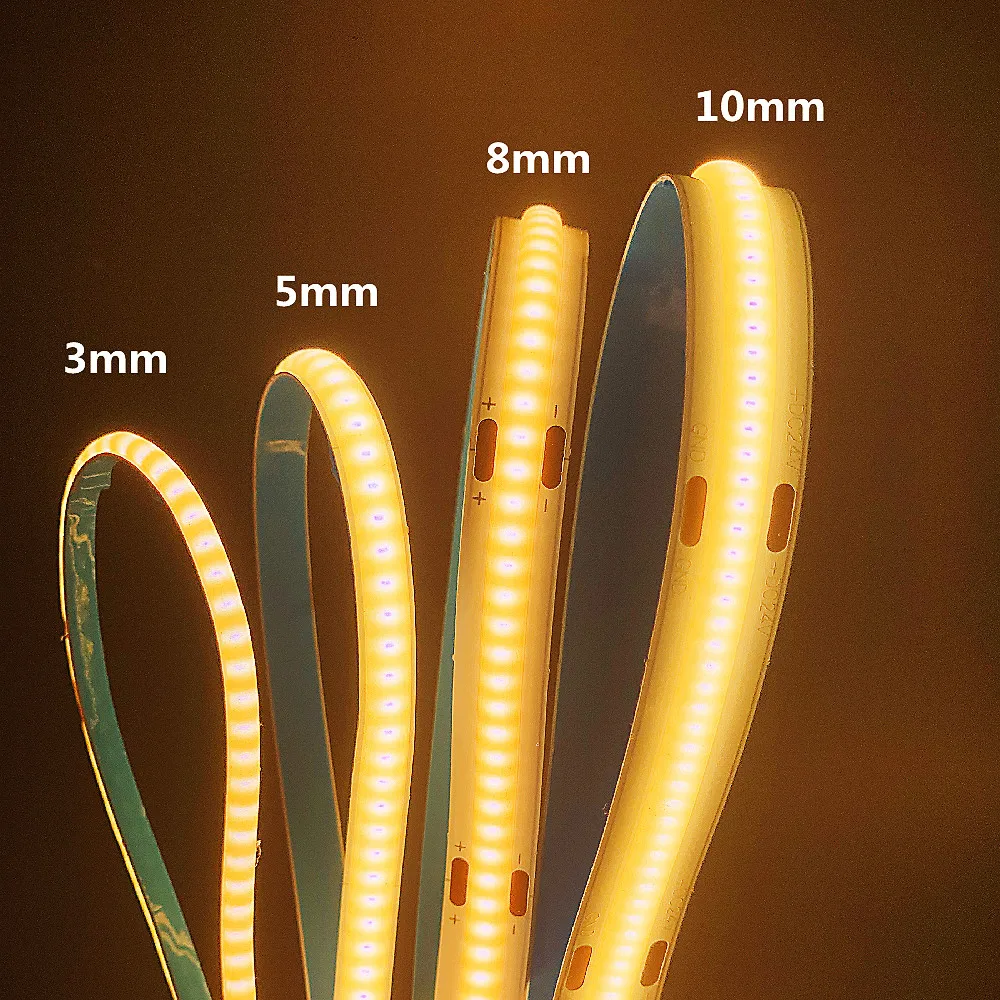 Гибкая светодиодная лента высокой плотности, 3 мм, 5 мм, 8 мм, 10 мм, 12 В, 24 В, 5 м, 384, 528 светодиодов/м, декор для кухни и комнаты