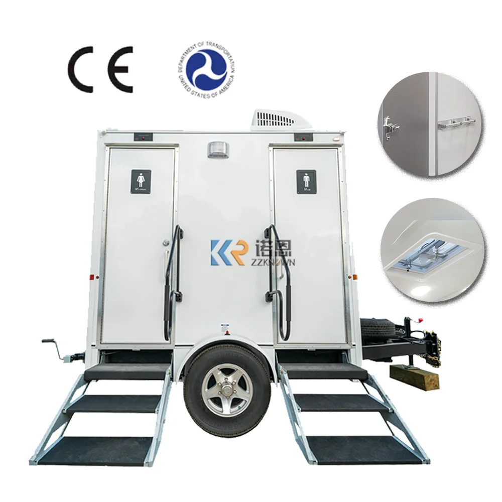 2023 10 Station Portable Restroom 28 Feet Mobile Toilet Trailer For Sale In USA Portable Toilets For Sale