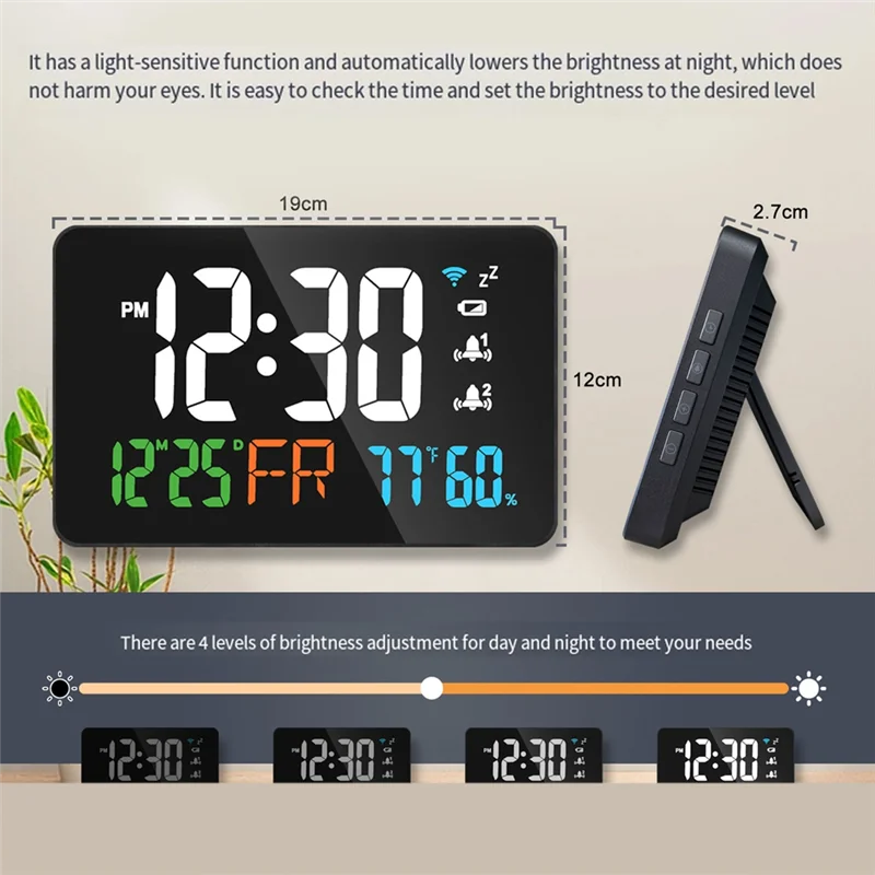 A45U Wifi Desktop Clock Calendar Digital LED Display Intelligent Thermometer Smart Wall Clock Support WIFI Auto-Calibration Tool