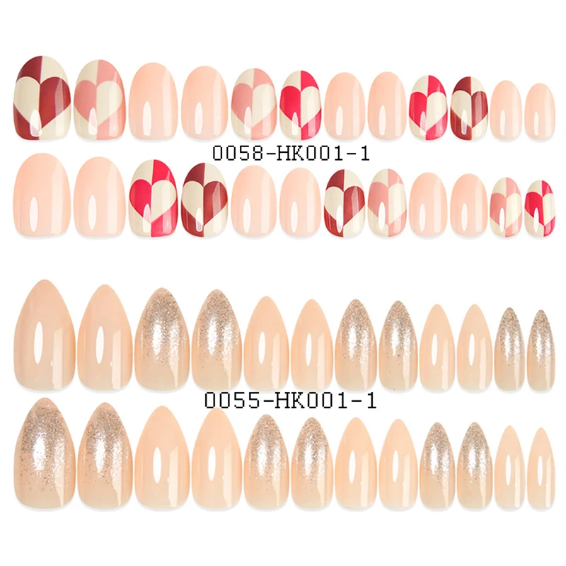 

Luxury Cute 24 Press on Fake Nails kit Gel glue Adhesives Sticker File French Tip Nail Art Accessories Primer Nagels Spulletjes