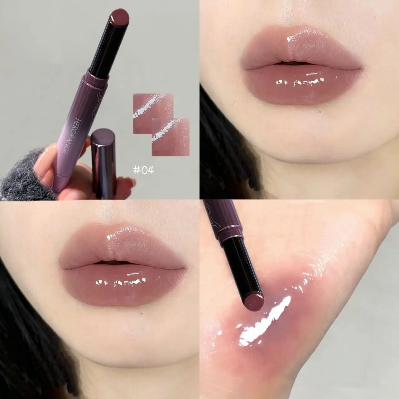 Herorange Rauchiger Lila Kristall Lipgloss Feuchtigkeitsspendend Nicht-Klebrig Aufpolsternd Glas-Effekt Tägliche Lippenkosmetik – Detail 8