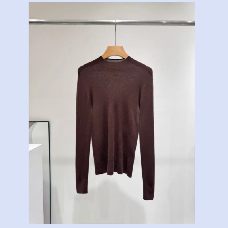 

25 year autumn and winter seamless wool semi high neck women's slim fit and slimming base gentle multi-color sweater