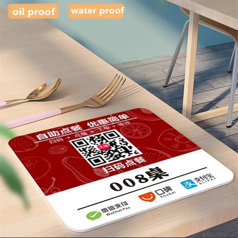 Custom Acrylic QR code matte adhesive scanning table logo stickers shiny 3M gule QR stickers waterproof PVC stickers customized