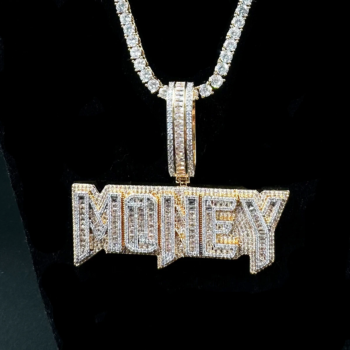 Aokaishen Money Necklace for Men Iced Out Pendant Real Gold Plated Cubic Zirconia Hip Hop Jewelryop Jewelry