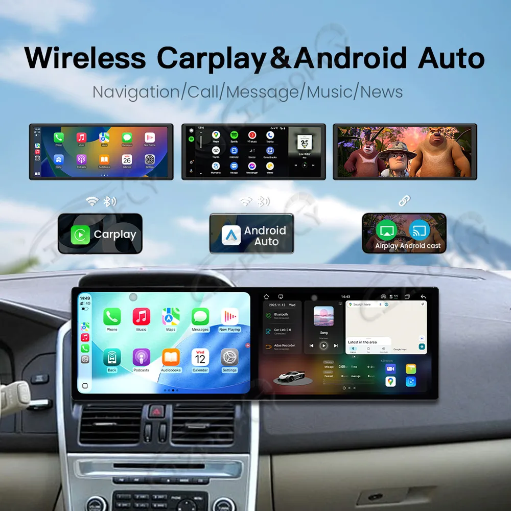 Dual 10.1 Inch Android 15 CarPlay Car Radio For Volvo XC60 2009-2013 Touch Screen Multimedia Player GPS Navigation 4G WIFI DSP