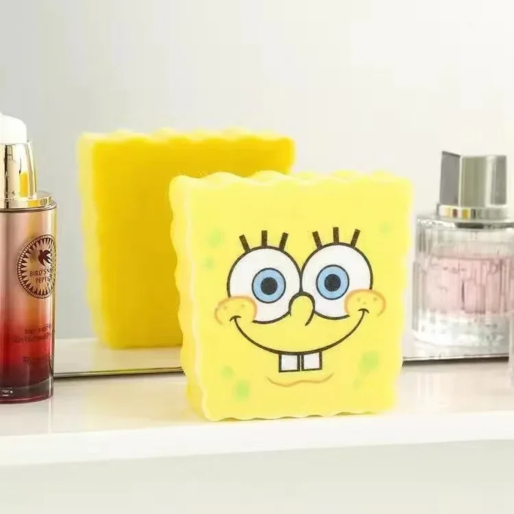 Anime Sponge-bob Dishwashing Sponge Funny Cartoon Cleaning Kids Remove Stains Kitchen Accessories Brush Reusable Cute Sponges