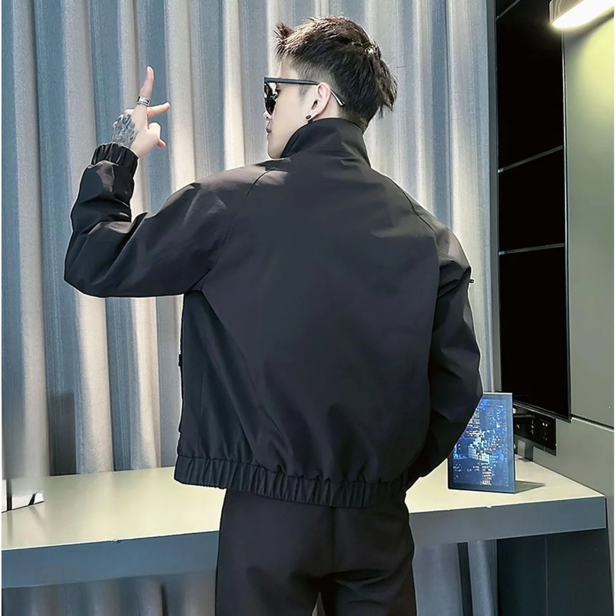 

Men's Casual Jaet Spring Autumn New Sle Stand Collar Trendy ort Workwear Coat High-End Sensation Men's Windbreaker Oute...