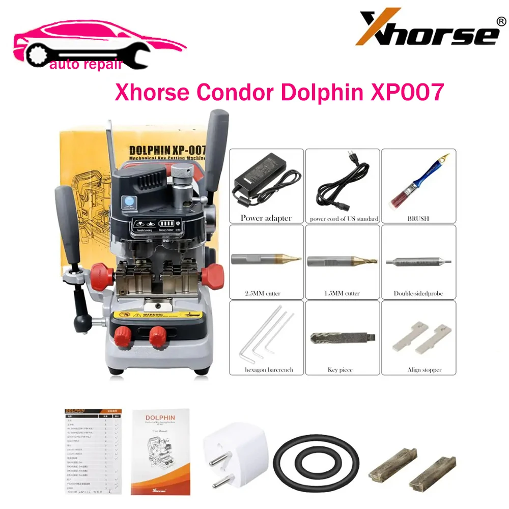 Original Xhorse DOLPHIN XP007 Manually Key Cutting Machine 3-in-1 DOLPHIN XP 007 for Laser, Dimple and Flat Keys