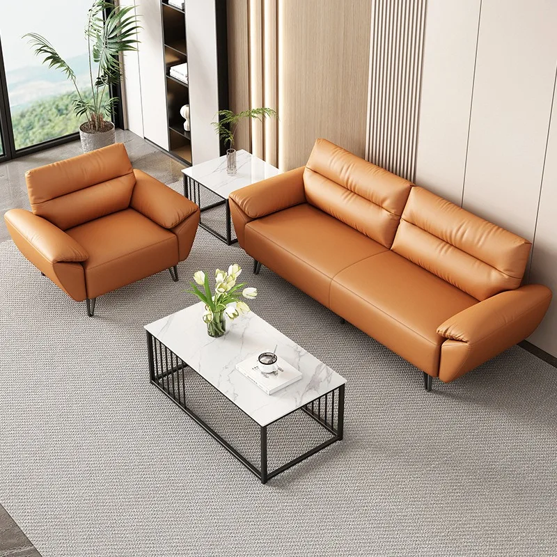 Customizable Luxury Practical Combination Leather Office Sofa Business Office Simple Guest Reception Rest Area Modern Sofa Set